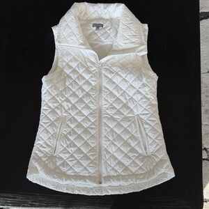 Talbots White Quilted Sleeveless Vest